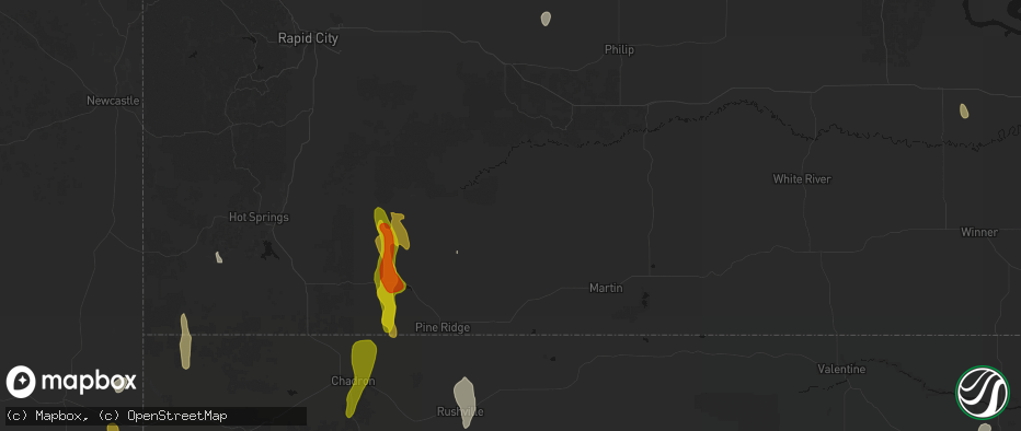Hail map in Kyle, SD on May 30, 2026
