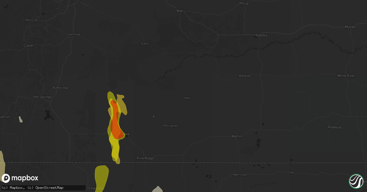 Hail map in Kyle, SD on May 30, 2026