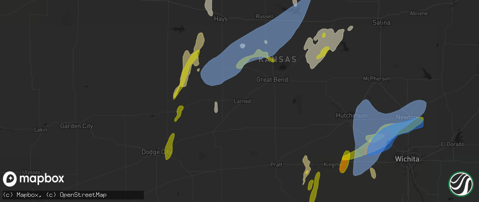 Hail map in Larned, KS on May 30, 2026
