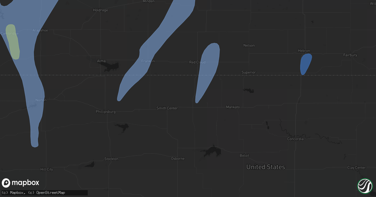 Hail map in Lebanon, KS on May 30, 2026