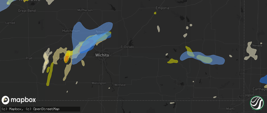 Hail map in Leon, KS on May 30, 2026