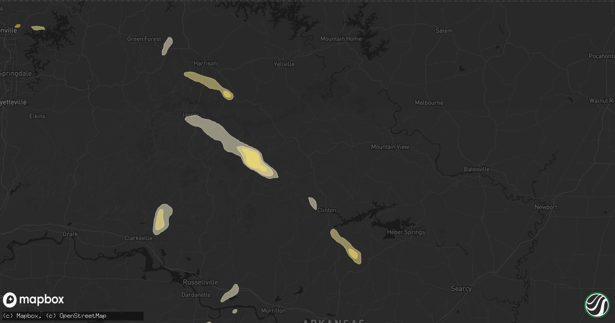 Hail map in Leslie, AR on May 30, 2026