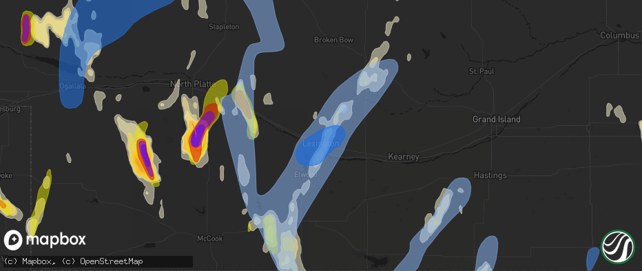 Hail map in Lexington, NE on May 30, 2026