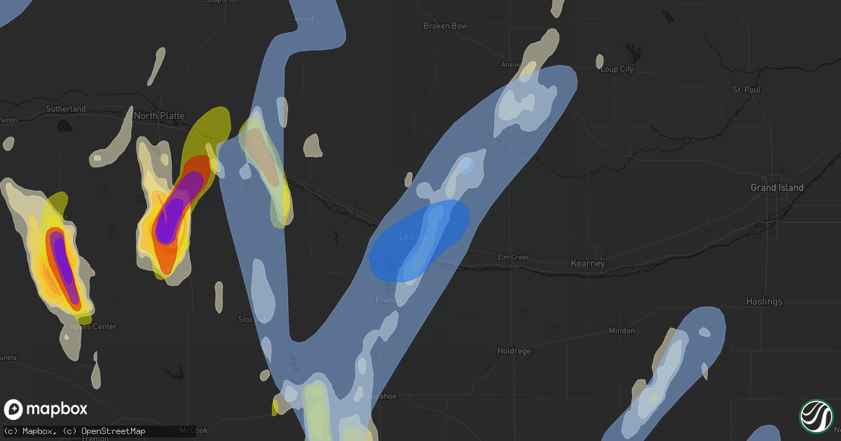 Hail map in Lexington, NE on May 30, 2026