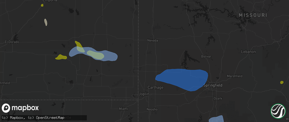 Hail map in Liberal, MO on May 30, 2026