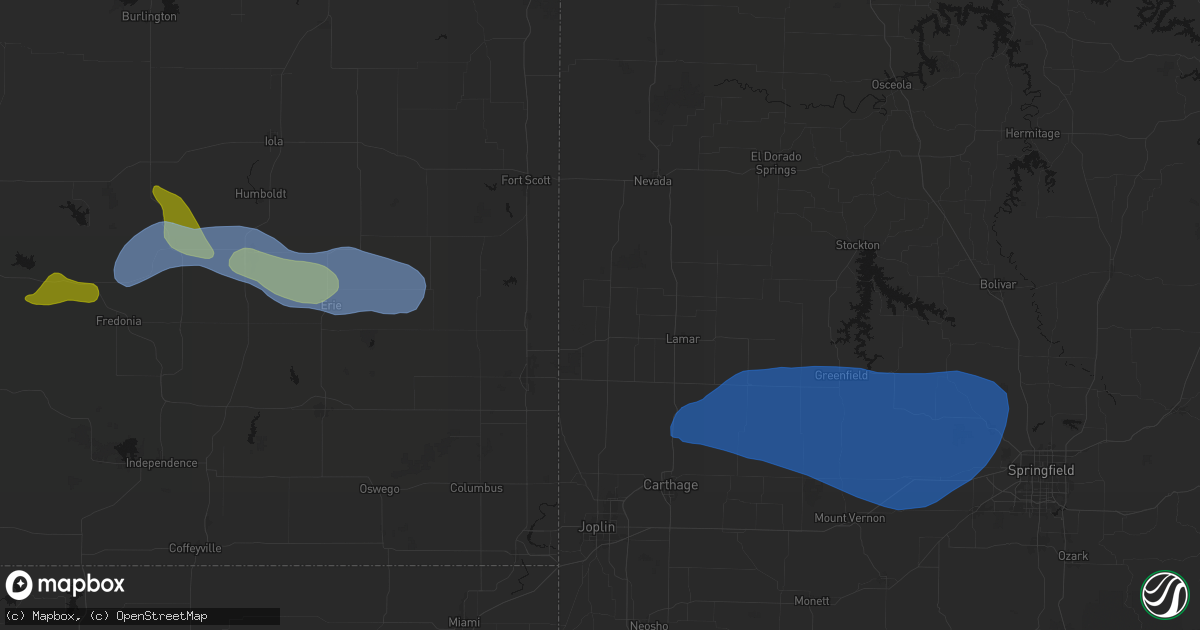 Hail map in Liberal, MO on May 30, 2026