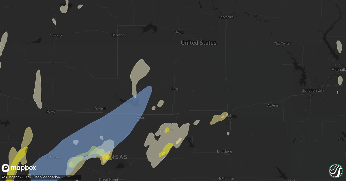 Hail map in Lincoln, KS on May 30, 2026