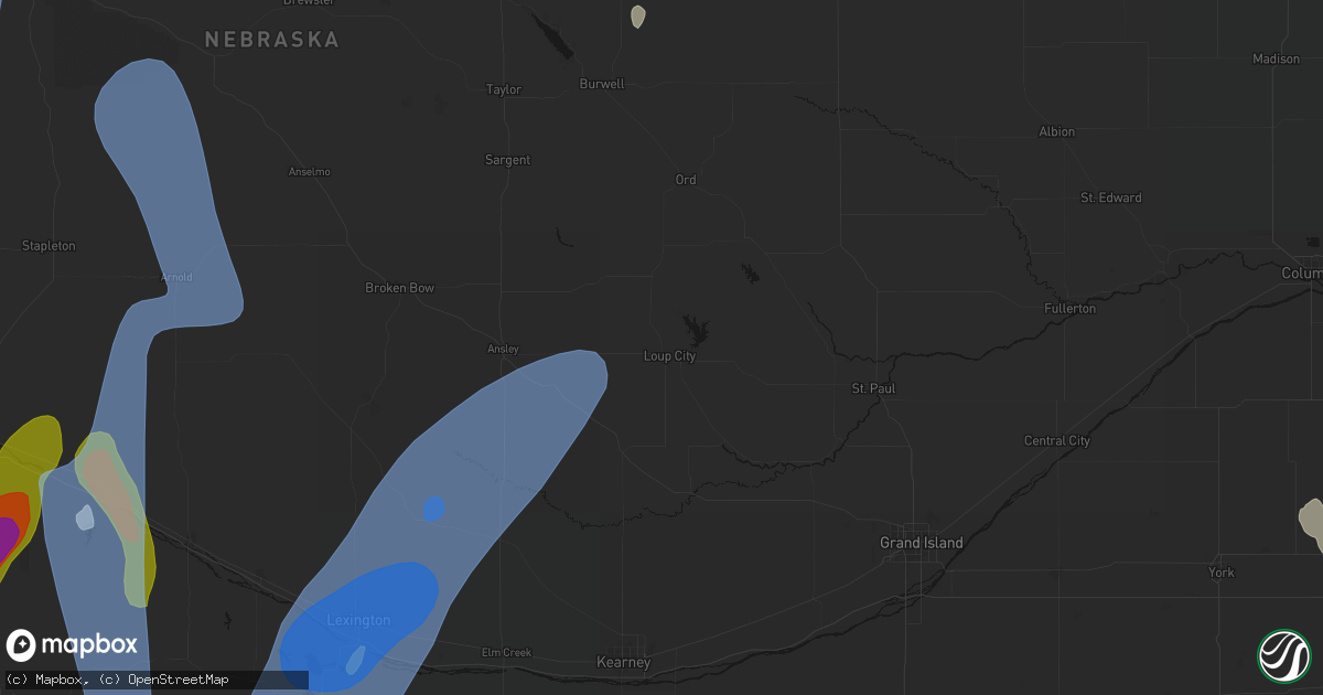 Hail map in Loup City, NE on May 30, 2026