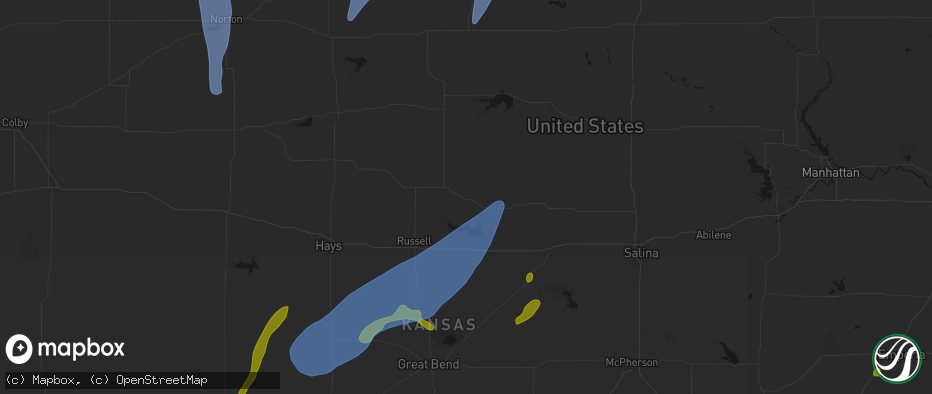 Hail map in Lucas, KS on May 30, 2026