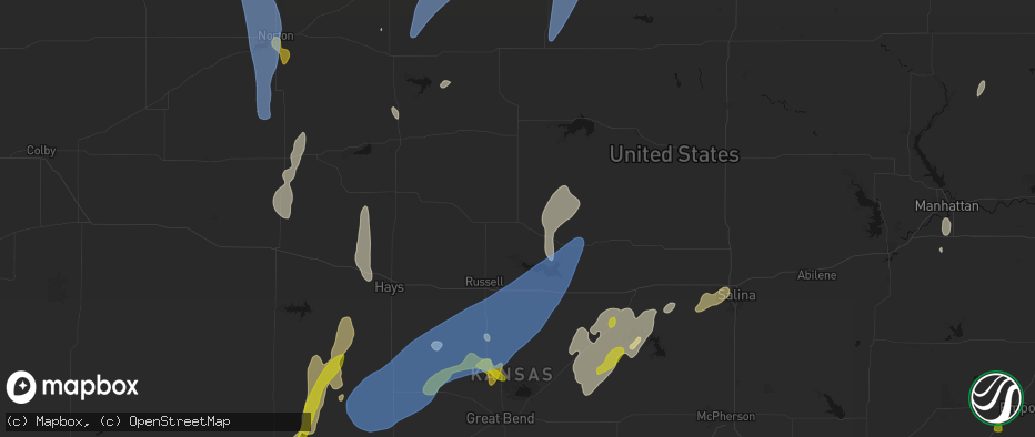 Hail map in Luray, KS on May 30, 2026