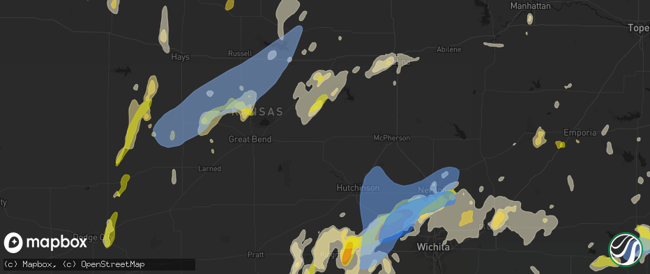 Hail map in Lyons, KS on May 30, 2026