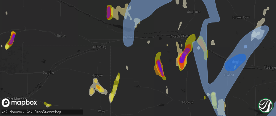 Hail map in Madrid, NE on May 30, 2026