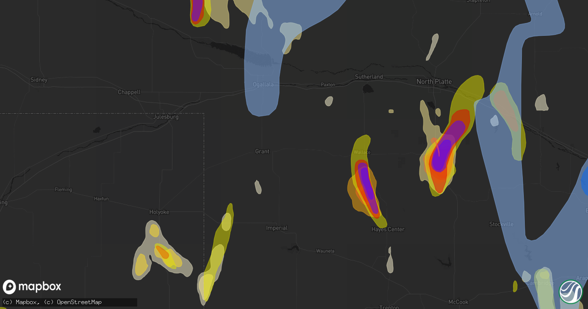 Hail map in Madrid, NE on May 30, 2026