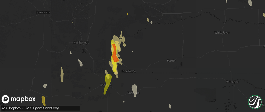 Hail map in Manderson, SD on May 30, 2026