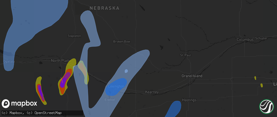 Hail map in Mason City, NE on May 30, 2026