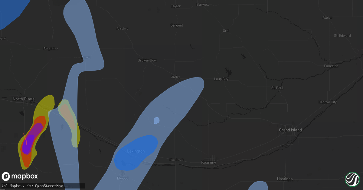 Hail map in Mason City, NE on May 30, 2026