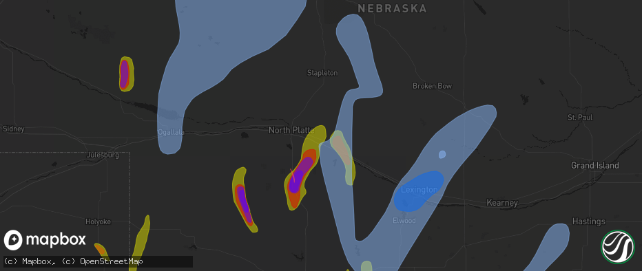 Hail map in Maxwell, NE on May 30, 2026