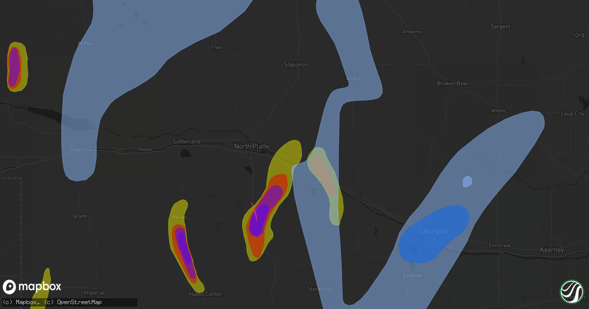 Hail map in Maxwell, NE on May 30, 2026