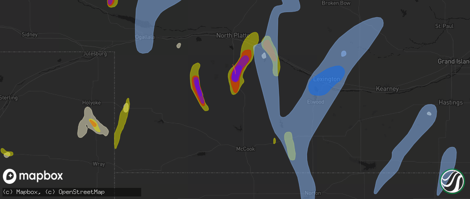 Hail map in Maywood, NE on May 30, 2026