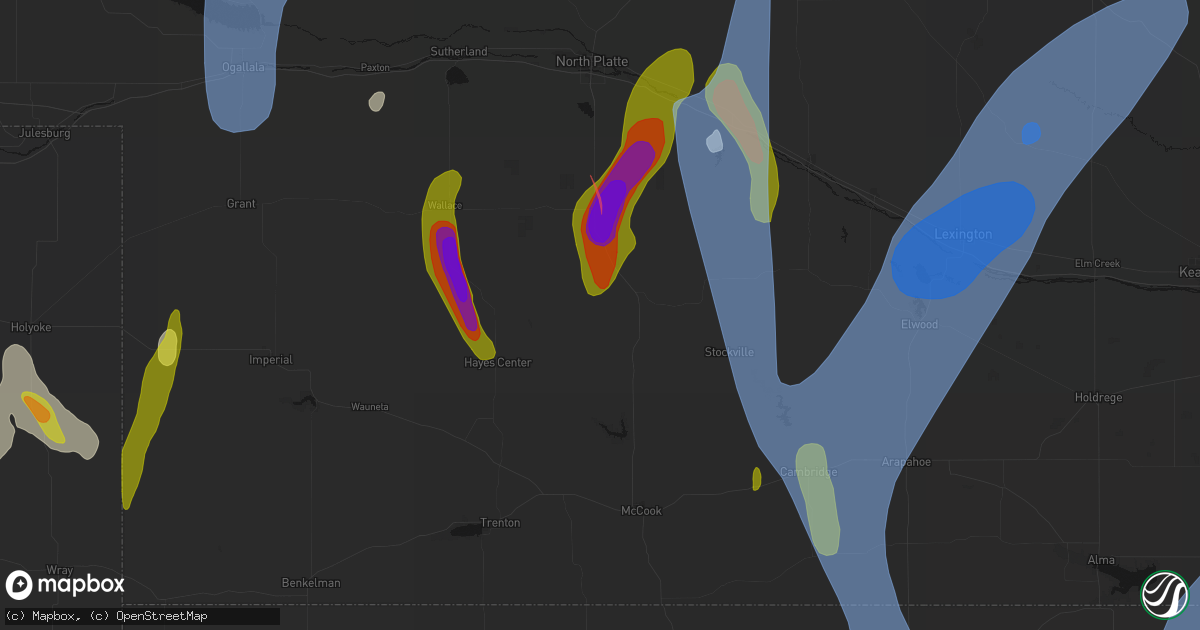 Hail map in Maywood, NE on May 30, 2026