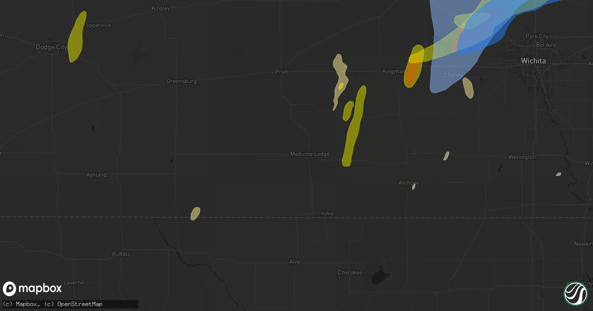 Hail map in Medicine Lodge, KS on May 30, 2026