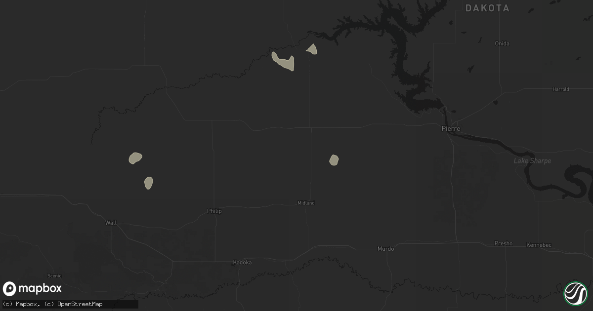 Hail map in Midland, SD on May 30, 2026