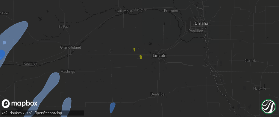 Hail map in Milford, NE on May 30, 2026