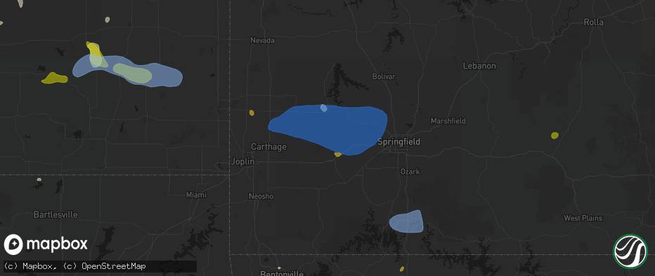 Hail map in Miller, MO on May 30, 2026