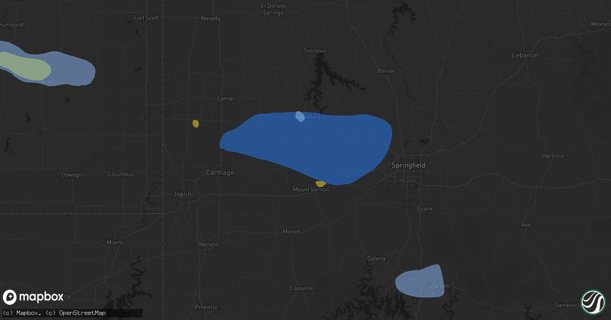 Hail map in Miller, MO on May 30, 2026