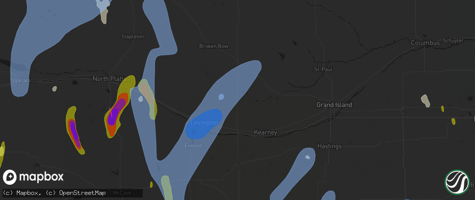 Hail map in Miller, NE on May 30, 2026