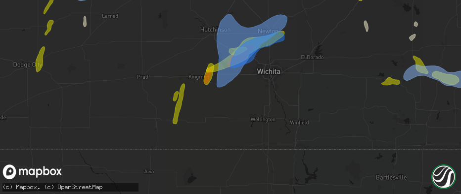 Hail map in Milton, KS on May 30, 2026