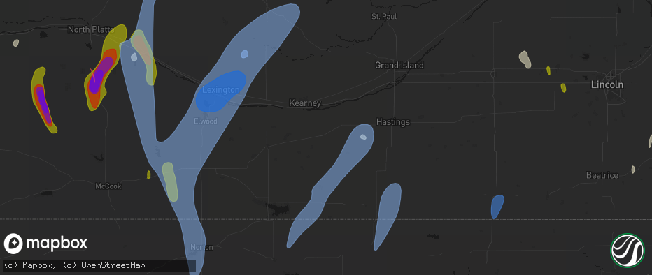 Hail map in Minden, NE on May 30, 2026