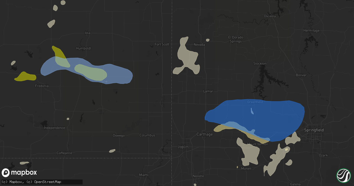 Hail map in Mindenmines, MO on May 30, 2026