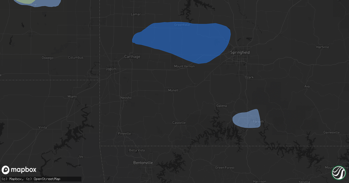 Hail map in Monett, MO on May 30, 2026