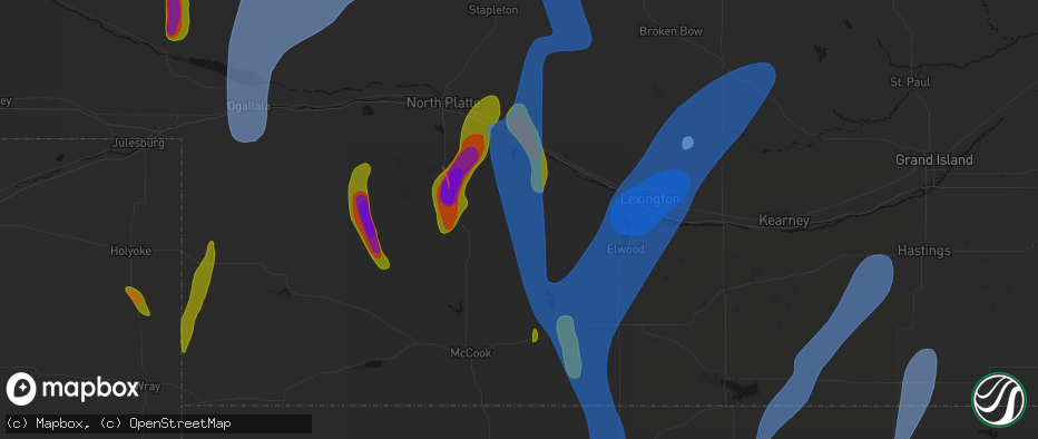 Hail map in Moorefield, NE on May 30, 2026