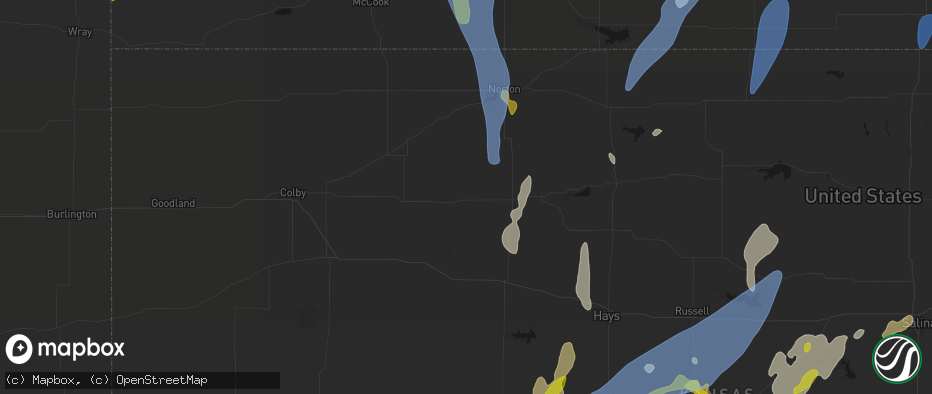 Hail map in Morland, KS on May 30, 2026