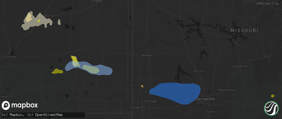 Hail map in Moundville, MO on May 30, 2026