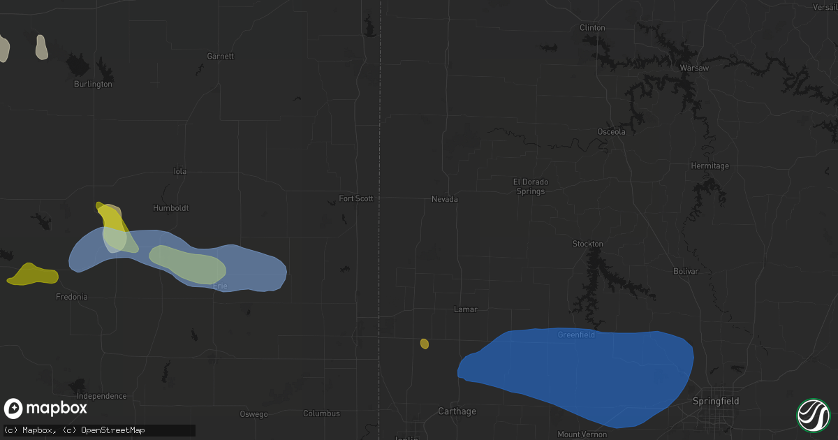 Hail map in Moundville, MO on May 30, 2026