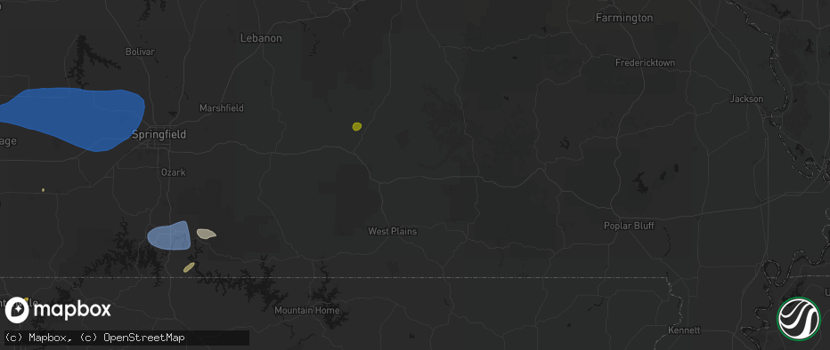 Hail map in Mountain View, MO on May 30, 2026