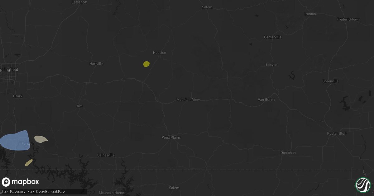 Hail map in Mountain View, MO on May 30, 2026