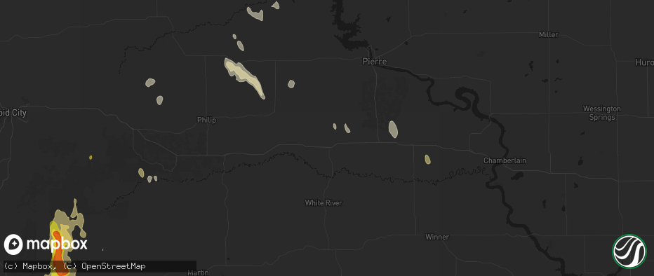 Hail map in Murdo, SD on May 30, 2026