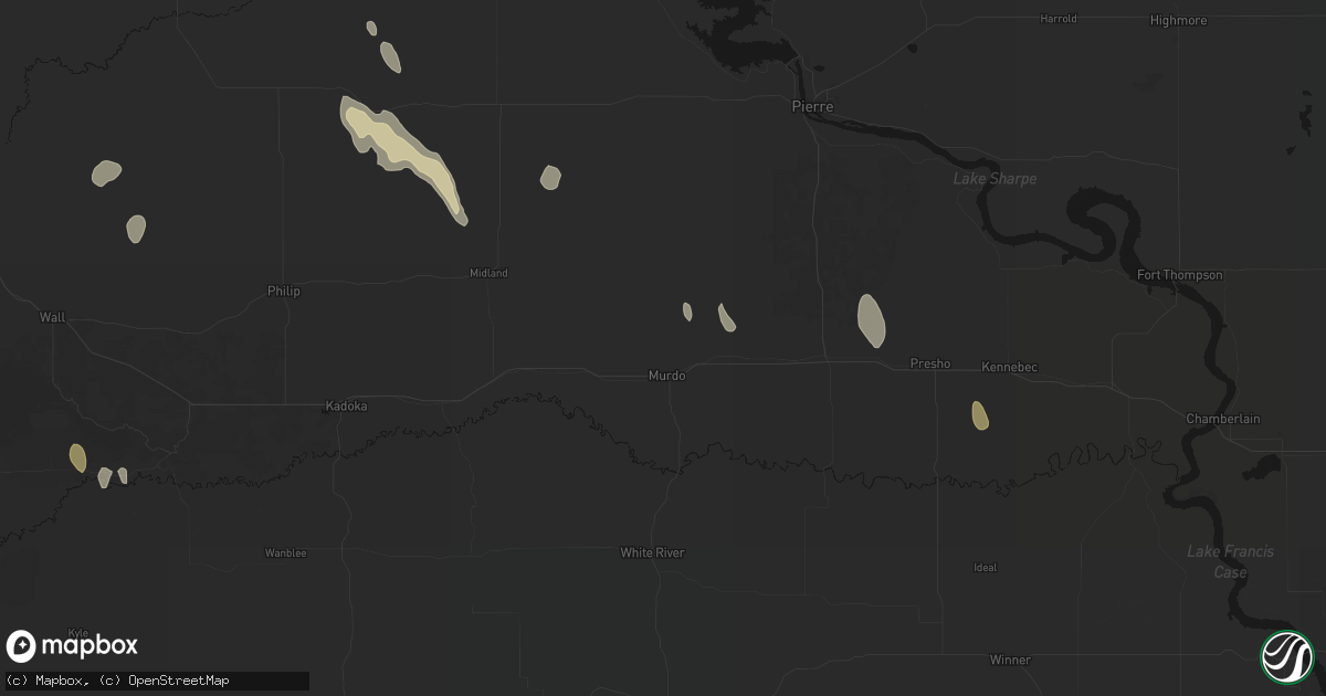 Hail map in Murdo, SD on May 30, 2026