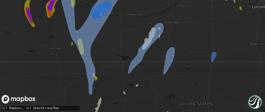Hail map in Naponee, NE on May 30, 2026
