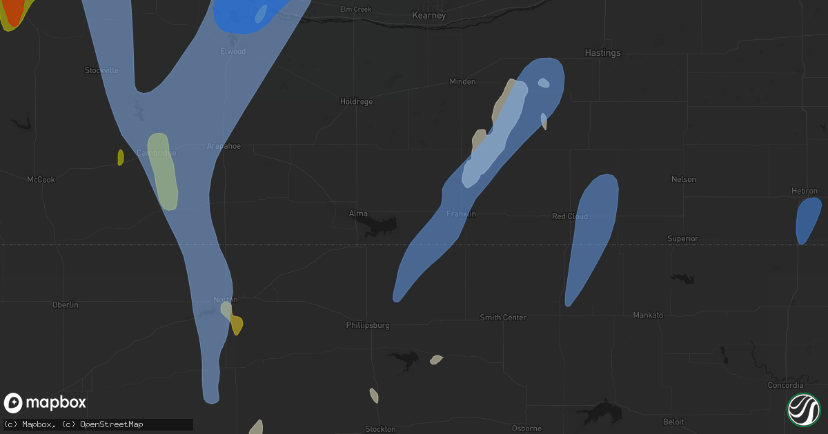 Hail map in Naponee, NE on May 30, 2026