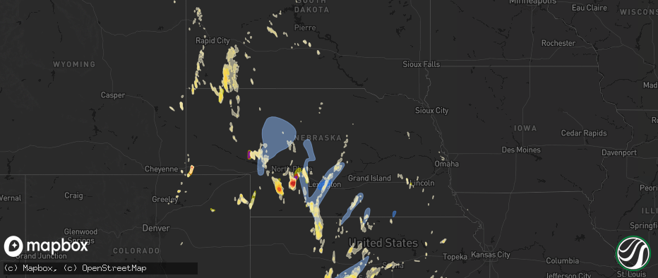 Hail map in Nebraska on May 30, 2026