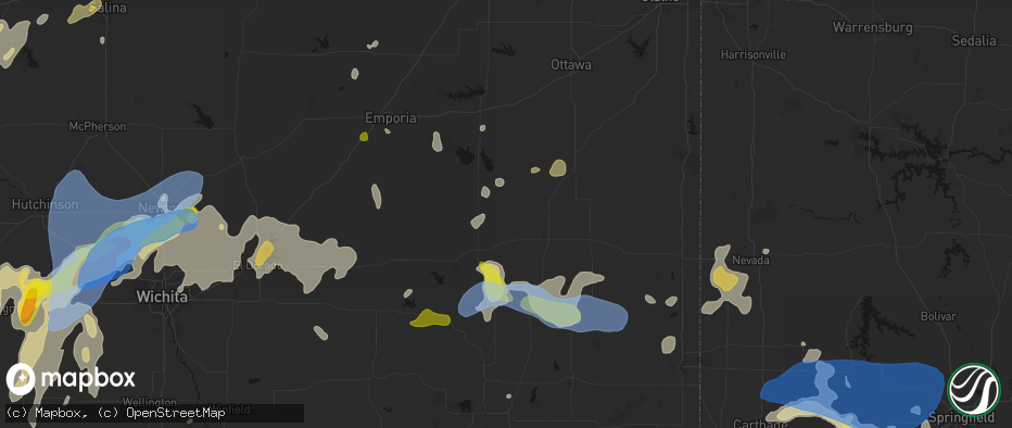 Hail map in Neosho Falls, KS on May 30, 2026