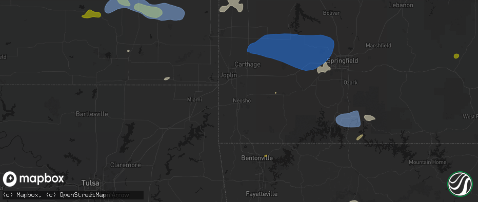 Hail map in Neosho, MO on May 30, 2026