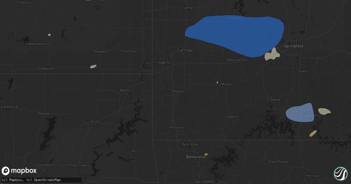 Hail map in Neosho, MO on May 30, 2026