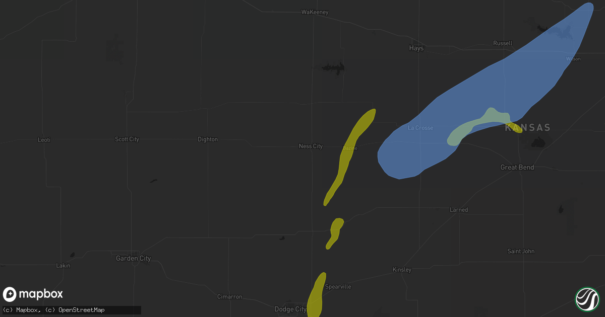 Hail map in Ness City, KS on May 30, 2026