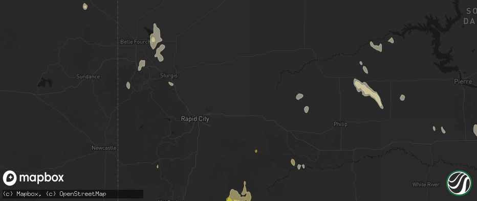 Hail map in New Underwood, SD on May 30, 2026
